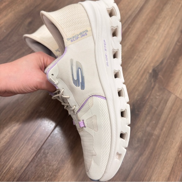 Skechers Women's Cream and Purple Slip-On Sneakers size10 - Picture 6 of 8